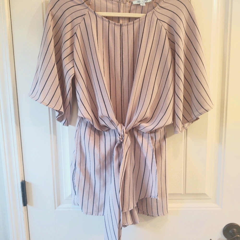 She & Sky Striped Skort Romper